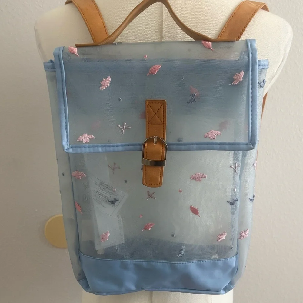 Disney Frozen 2 Sheer Mesh Kids Swim/Beach Backpack Blue Mini Bag